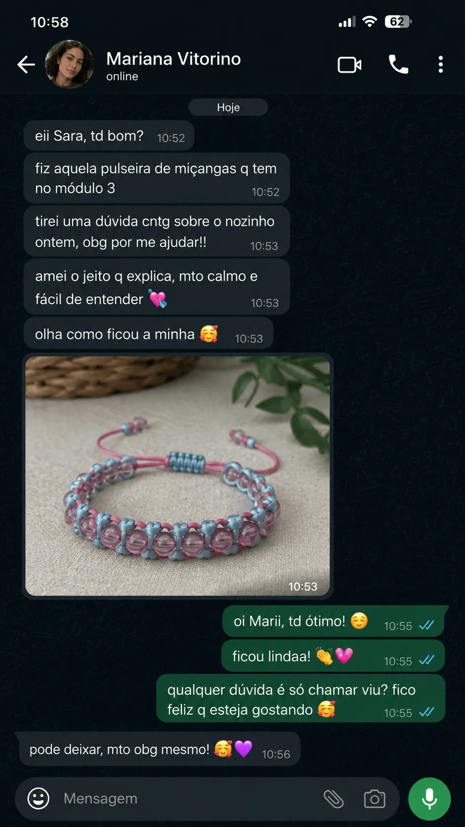 Depoimento de aluna